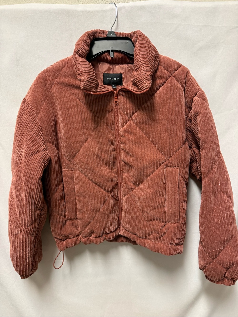 Love Tree Quilted Corduroy Jacket - Rust